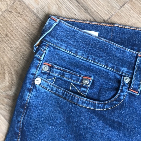 True Religion Mens size 42 Geno Cut Off blue Jean shorts made USA - Picture 2 of 6